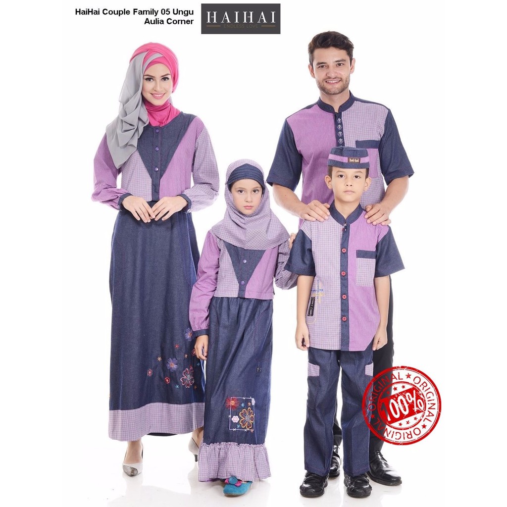 TERBARU MURAH Couple Family Muslim HaiHai Baju Couple Keluarga 05 Ungu