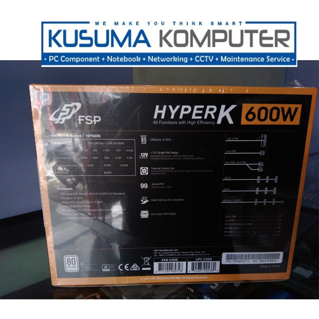 Fsp Psu Hyper K 600W 80 Plus Bronze