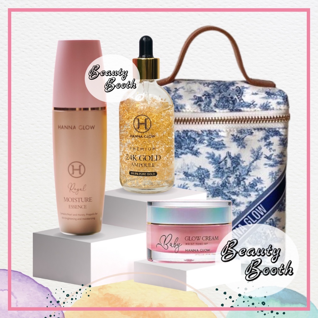 HANNA GLOW 24K Gold Ampoule | Royal Moisture Essence | Baby Glow Cream | BB Cream | Travel Kit | Hannaglow | Glowing Kinclong Bersih Mulus Bekas Jerawat