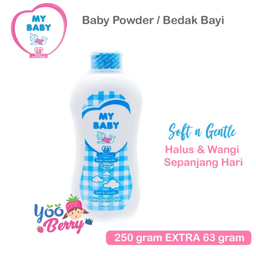 My Baby Powder Bedak Bayi Soft &amp; Gentle 250 g EXTRA 63 g Berry Mart