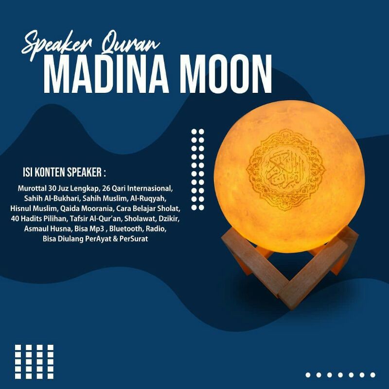 SPEAKER ALQURAN BULAN  MADINA MOON lampu hias murrotal 30 juz bluetooth portable