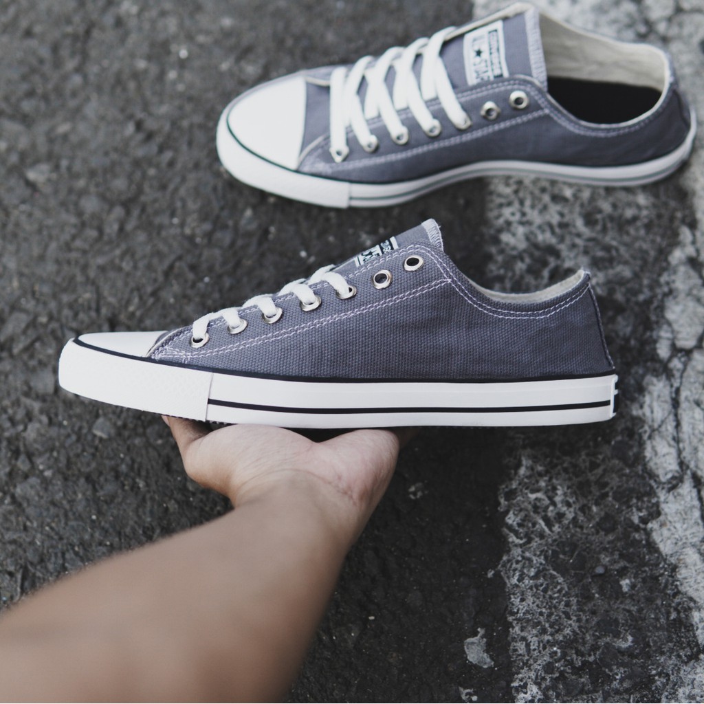 PROMO ! Sepatu Pria/Wanita Converse Allstar Pendek Abu Kasual Sneakers Bertali /Sekolah/Kuliah/Murah