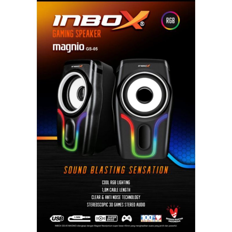 Speaker PC USB INBOX GS-05 MAGNIO GS05 SUPER BASS Gaming Speaker RGB