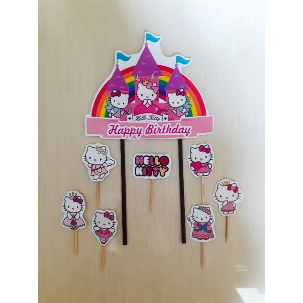TOPPER HELLO KITTY / CAKE TOPPER HELLO KITTY / TOPPER KUE HAPPY BIRTHDAY