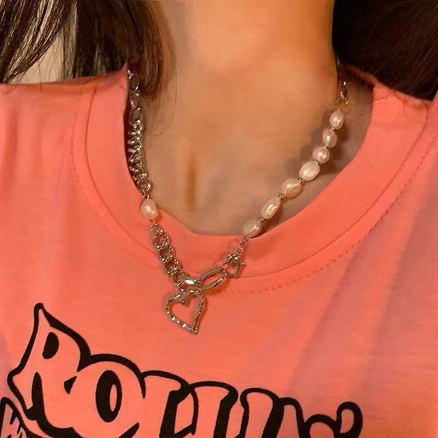 Alami mutiara hati jahitan kalung untuk Wanita cahaya mewah minoritas tinggi elegan rasa kalung musi