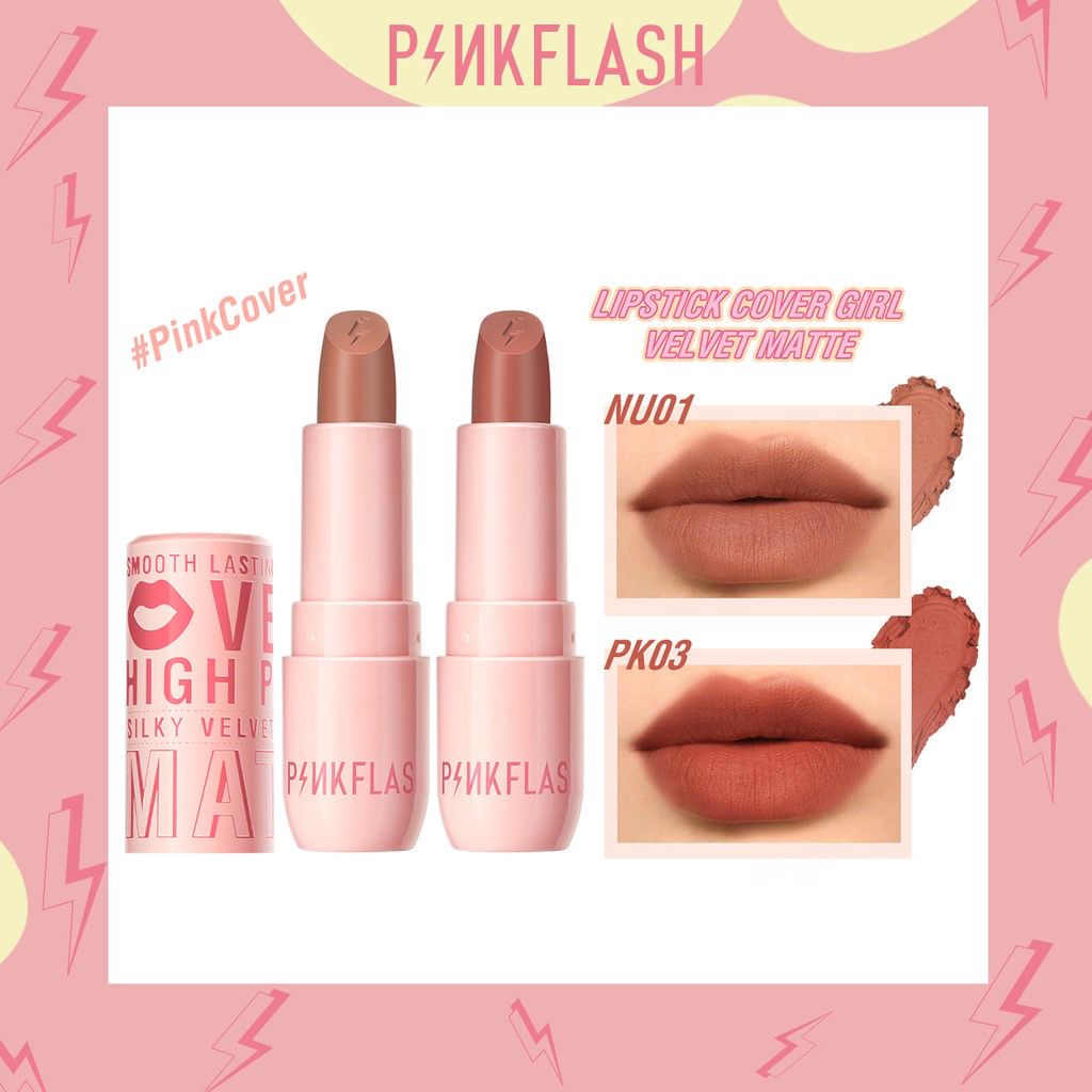 PINKFLASH PinkCover Cover Girl Velvet Matte Cream Lipstick High Pigment Lasting Silky Soft Smooth Creamy Not Dry Tidak Membuat Bibir Menjadi Kering PF018