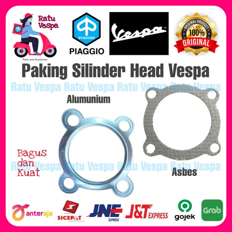 Paking Gasket Silinder Head Vespa Plat &amp; Asbes Vespa