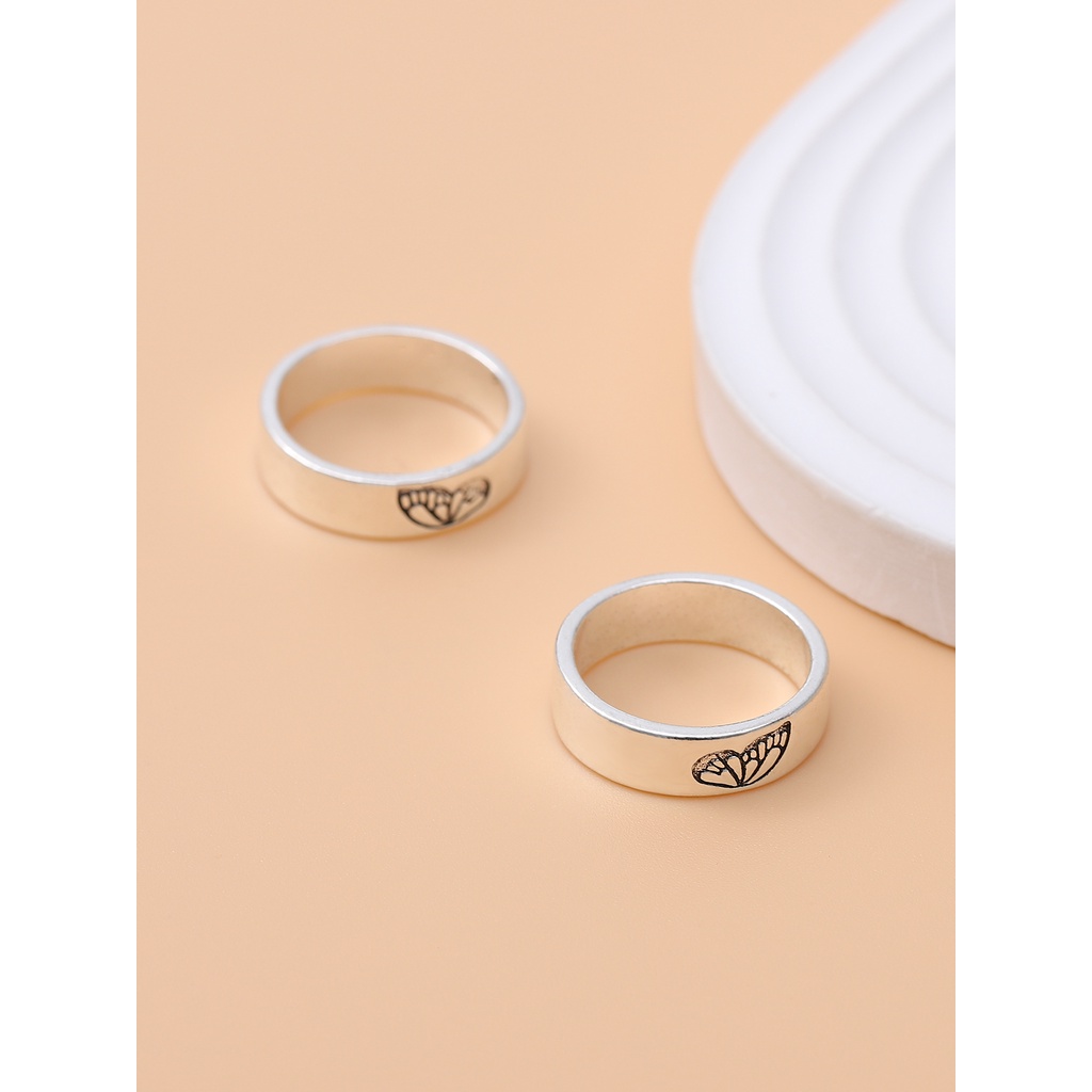 2pcs Cincin Pasangan Desain Kupu-Kupu Bahan 925 silver Gaya retro Ukuran 8 Untuk Pria / Wanita