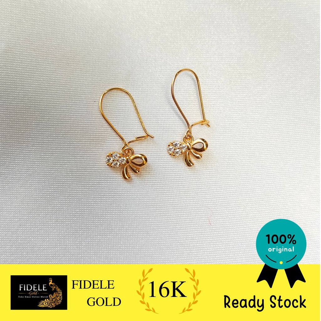 Anting Desi Pita Permata Simple Cantik Emas Asli Kadar Tua 700