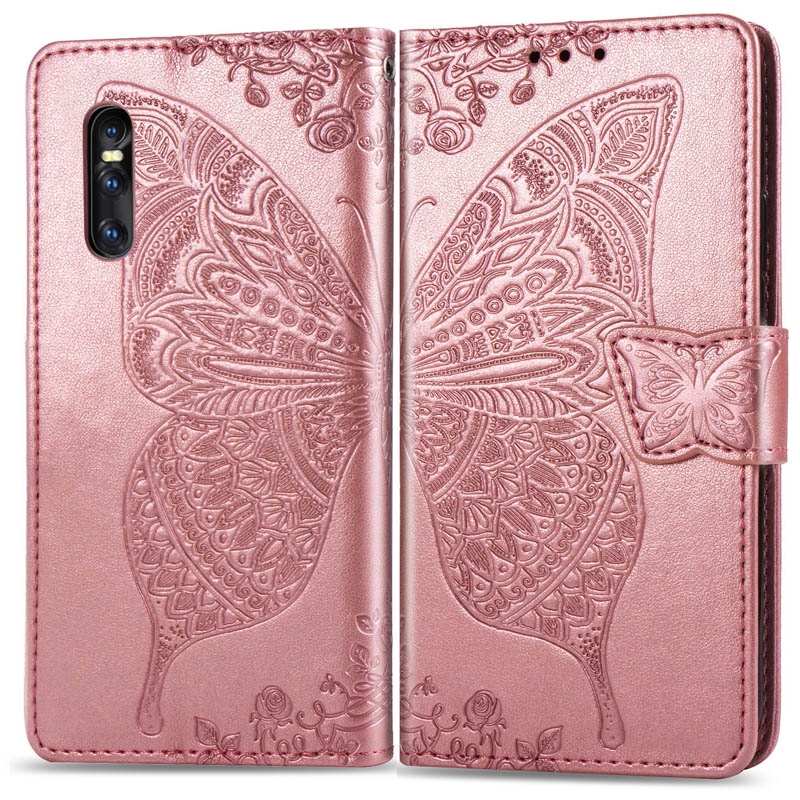 Casing Flip Case Dompet Kulit Motif Kupu Kupu Embossed 