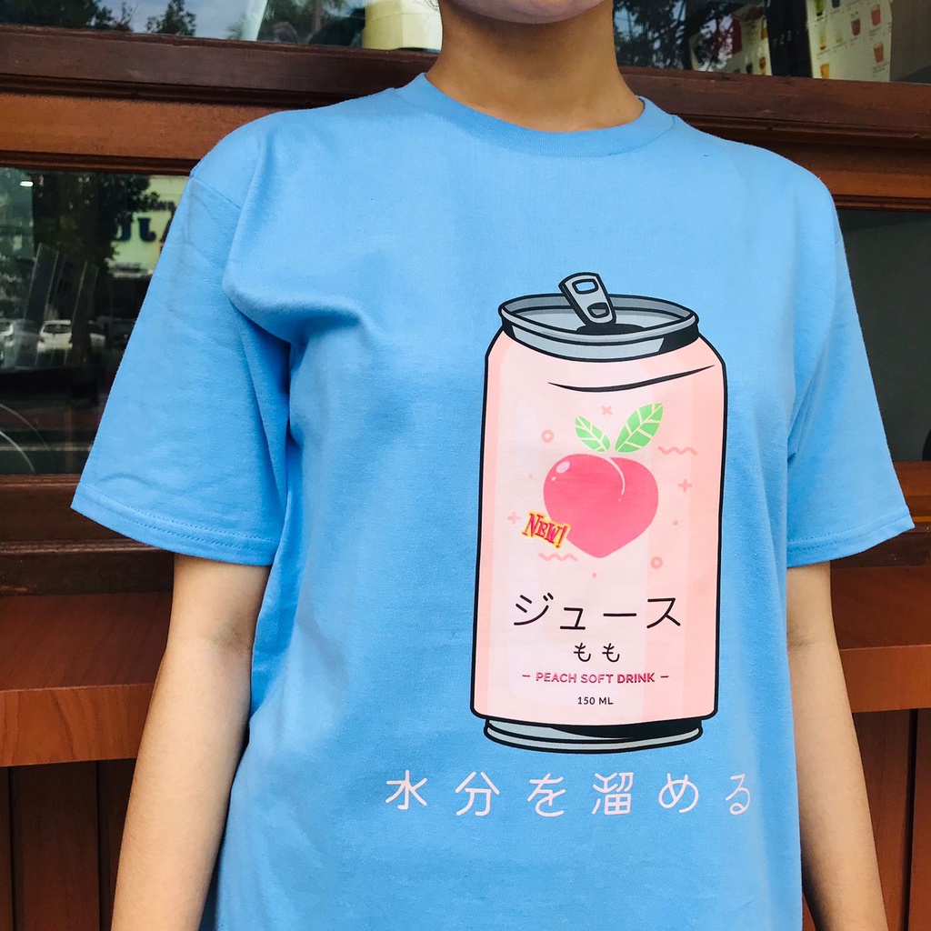 Tshirt Japan Peach Can Juice Aesthetic Color Cotton Combed 24s