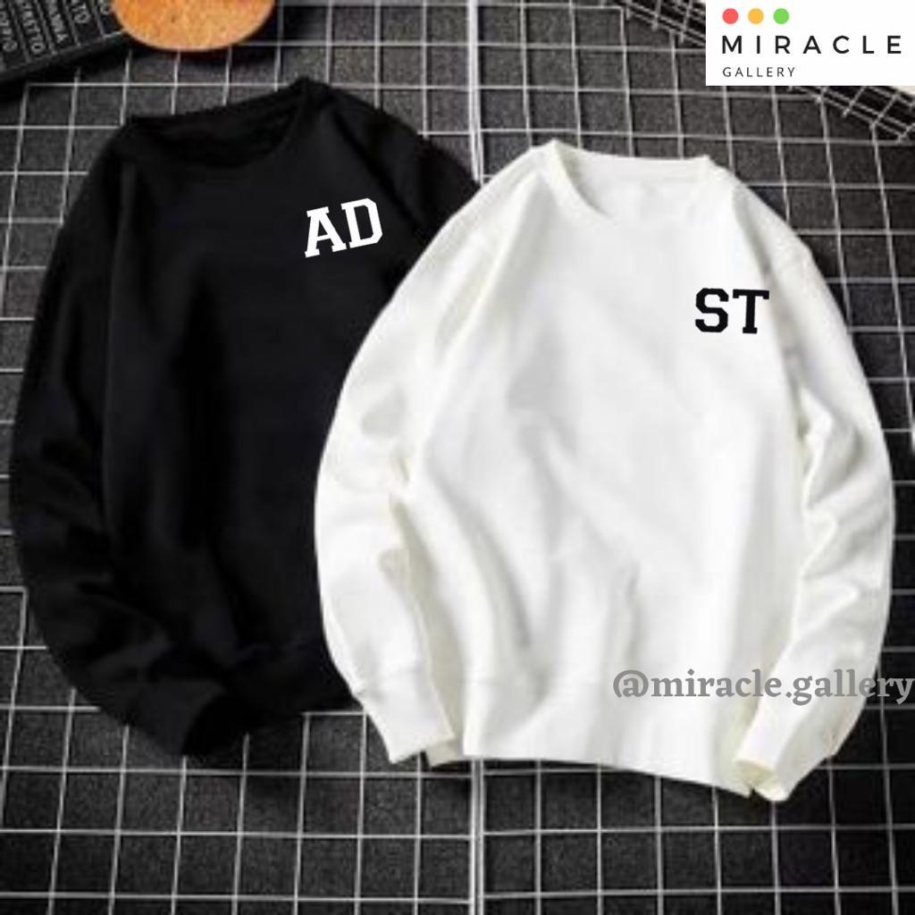 Sweater Oblong Couple / Baju Pasangan CUSTOM 2 HURUF INISIAL KECIL Bahan Fleece Premium