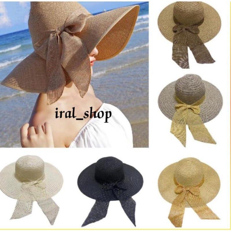 PERANG_STORE2Topi pantai rajut pita bintik emas Topi Pantai T2 COD