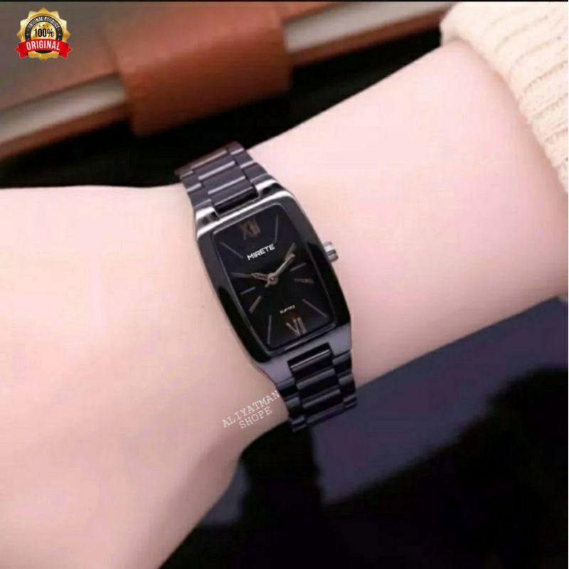 Jam Cewek Rantai Water Resistace Yerlaris Mirete Original Free Batrai Kasual Analog Formal | Mewah | Elegan | Terbaru | Tahan Air  | Skm | Fos | Rantai | Murah | Cod | Simple | Fashion | Kecil | persegi Panjang | Segi Empat | Stainees Stel | MIRTETE