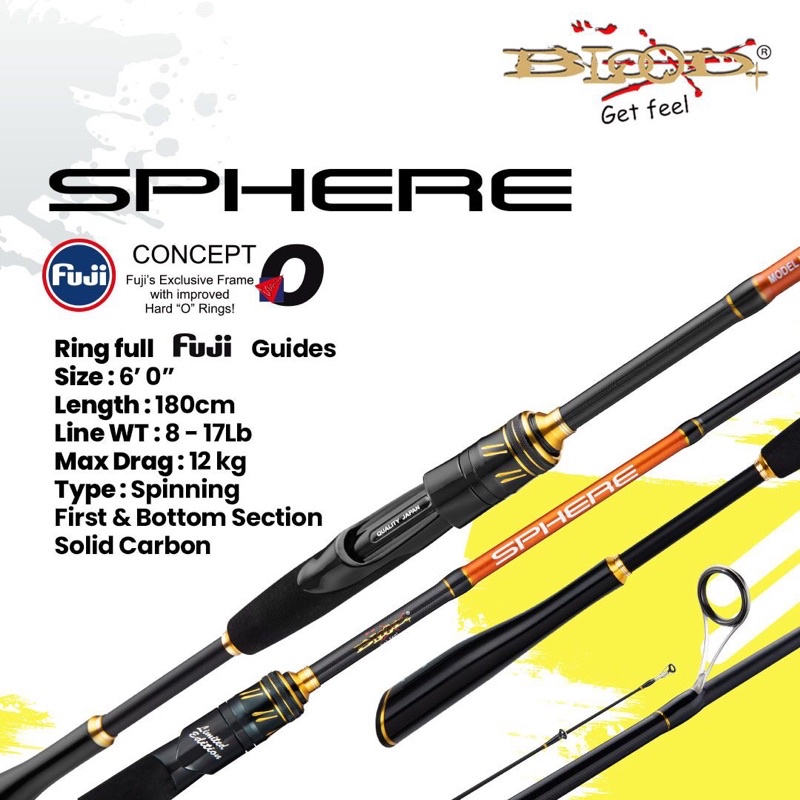 joran solid carbon full fuji blood sphere 180cm 8-17lb free pack pipa