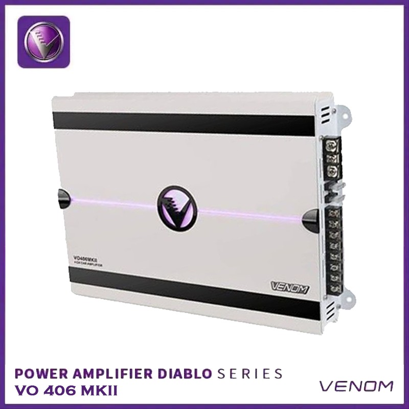 Power Amplifier 4 Channel Venom Diablo VO 406 MKII VO 406 MK2 PUTIH Audio Mobil Original Bergaransi