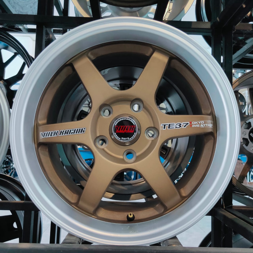 Velg Mobil Rays TE37 Ring 16x7.0/8.5 Pcd 5x114.3 ET.38/30 Sand Bronze Lip Polish