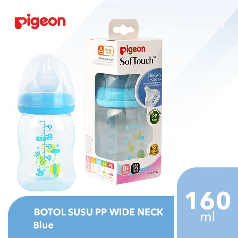 Pigeon Botol Susu Bayi PP Clear Wide Neck 160ml - Blue