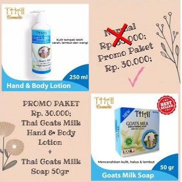 PROMO PAKET THAI GOATS MILK HAND & BODY LOTION + SOAP 50gr