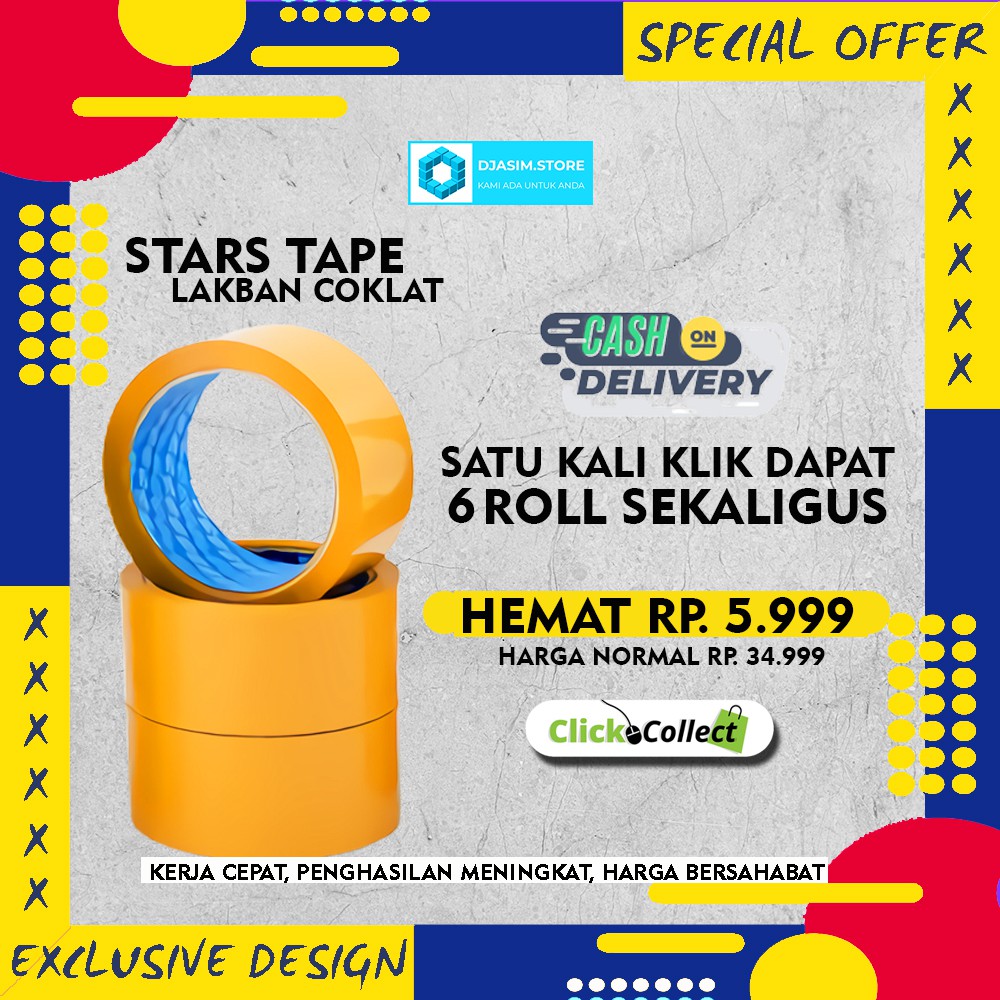 

Solasi Lakban isolasi solatip Coklat STAR TAPE 2 INCH 6 Roll Besar Murah