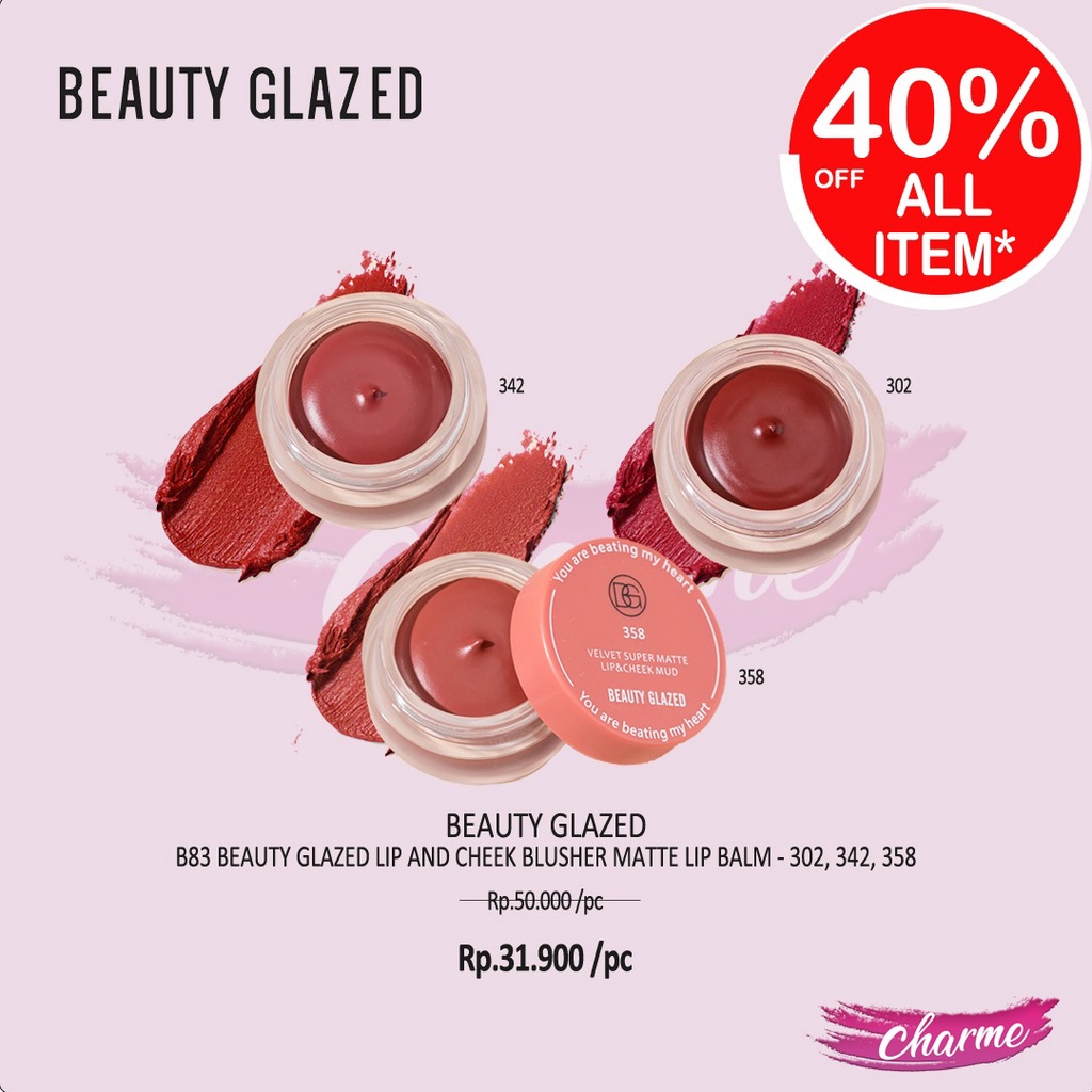 (READY &amp; ORI) Beauty Glazed Lip And Cheek Blusher Matte Lip Balm B83