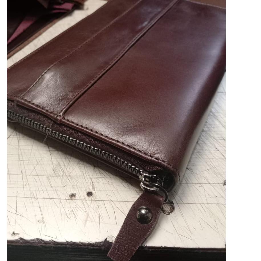 [_09]Hand Bag / Clutch / Pria Kulit Asli Garut Coklat / *Free Grafir Nama dan Logo*