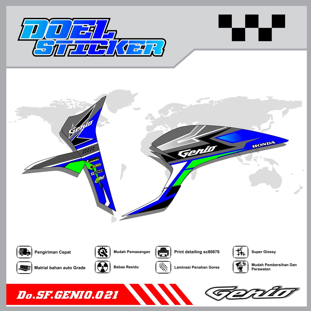 Sticker Striping Variasi Genio List Variasi Hologram , Crome Doel 021