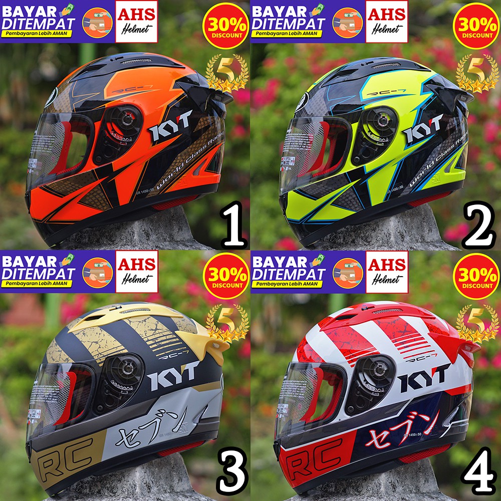 Helm Kyt Rc7 Motif Rc Seven Seri 16 Seri 17 - Free Tas Helm Kyt Full Face Rc 7 Motif Original KYT