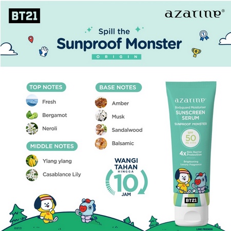 ❤️READY❤️TERLARIS❤️Azarine x BT21 Body Guard Moisturizer Sunscreen Serum 100ml SPF 50 PA++++ II Body Sarver Moisturizer