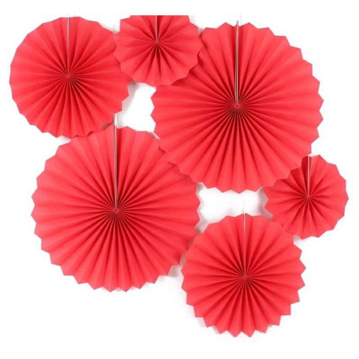 

Paper Fan Dekorasi SET RED POLOS EDITION / Paper fan MERAH POLOS Set Termurah