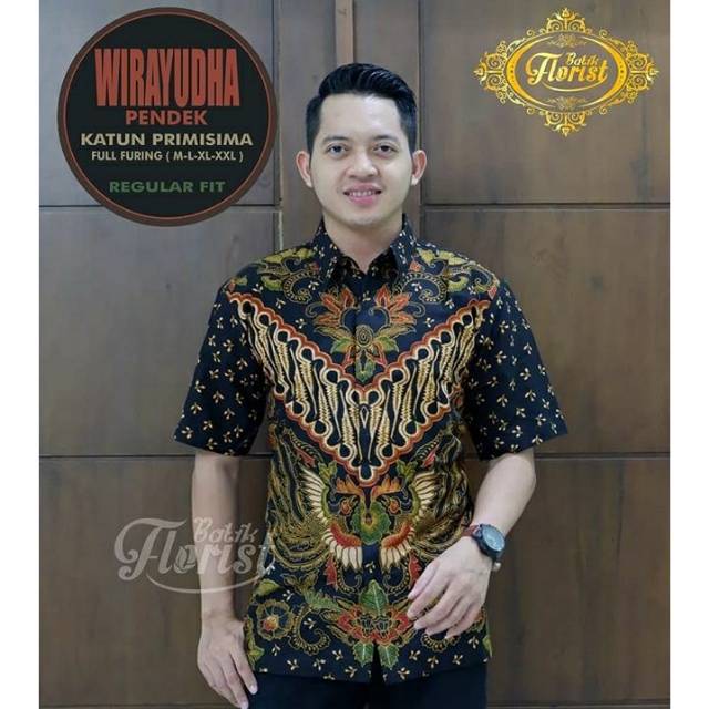 Batik wirayuda lengan pendek full furing hem lengan pendek full furing