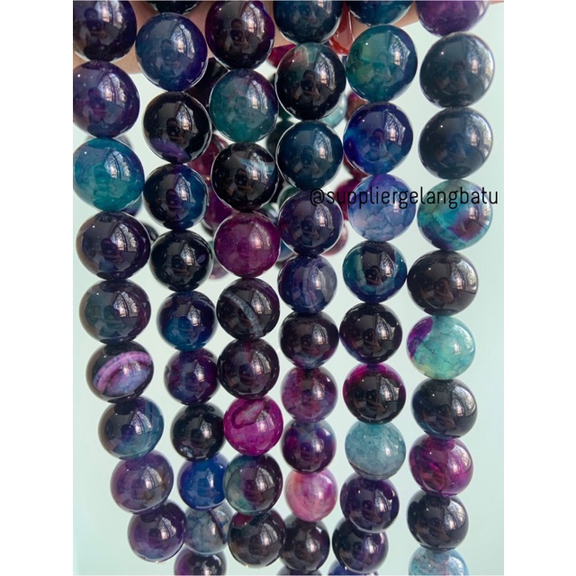 natural APATITE 16mm bahan aksesoris gemstone premium biru ungu akik