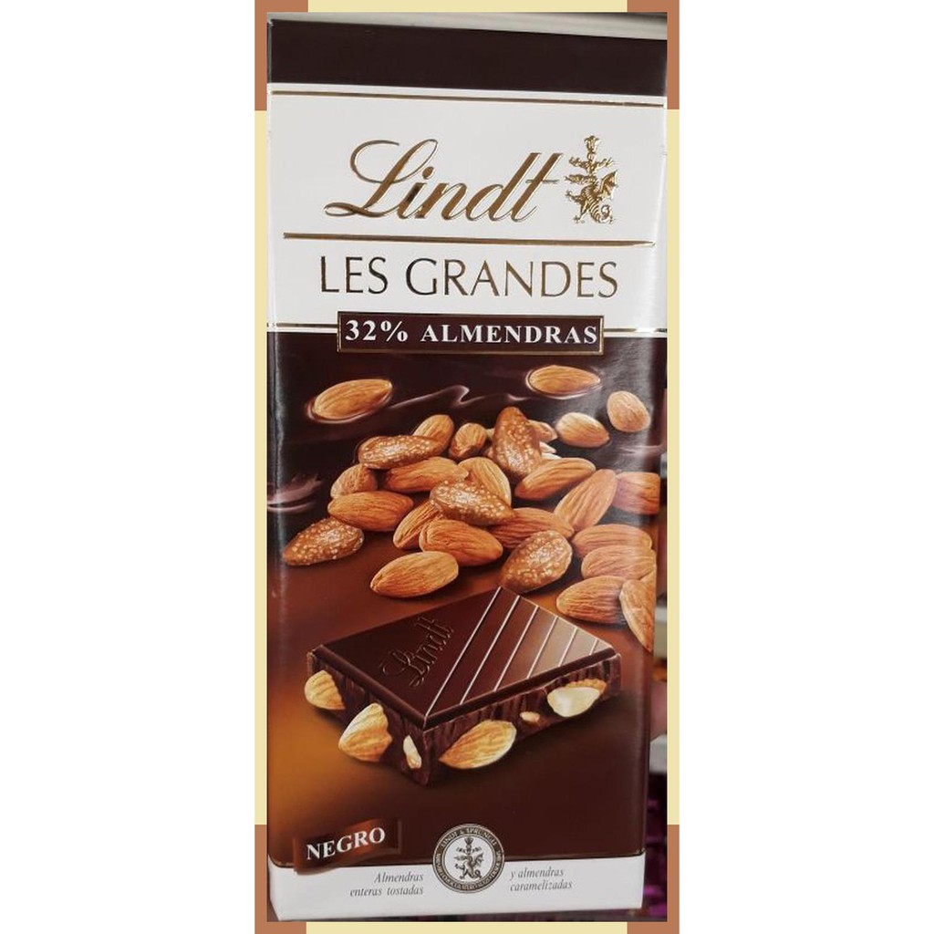 

Lindt | Les Grandes | 32% almendras | 150 gram | Negro