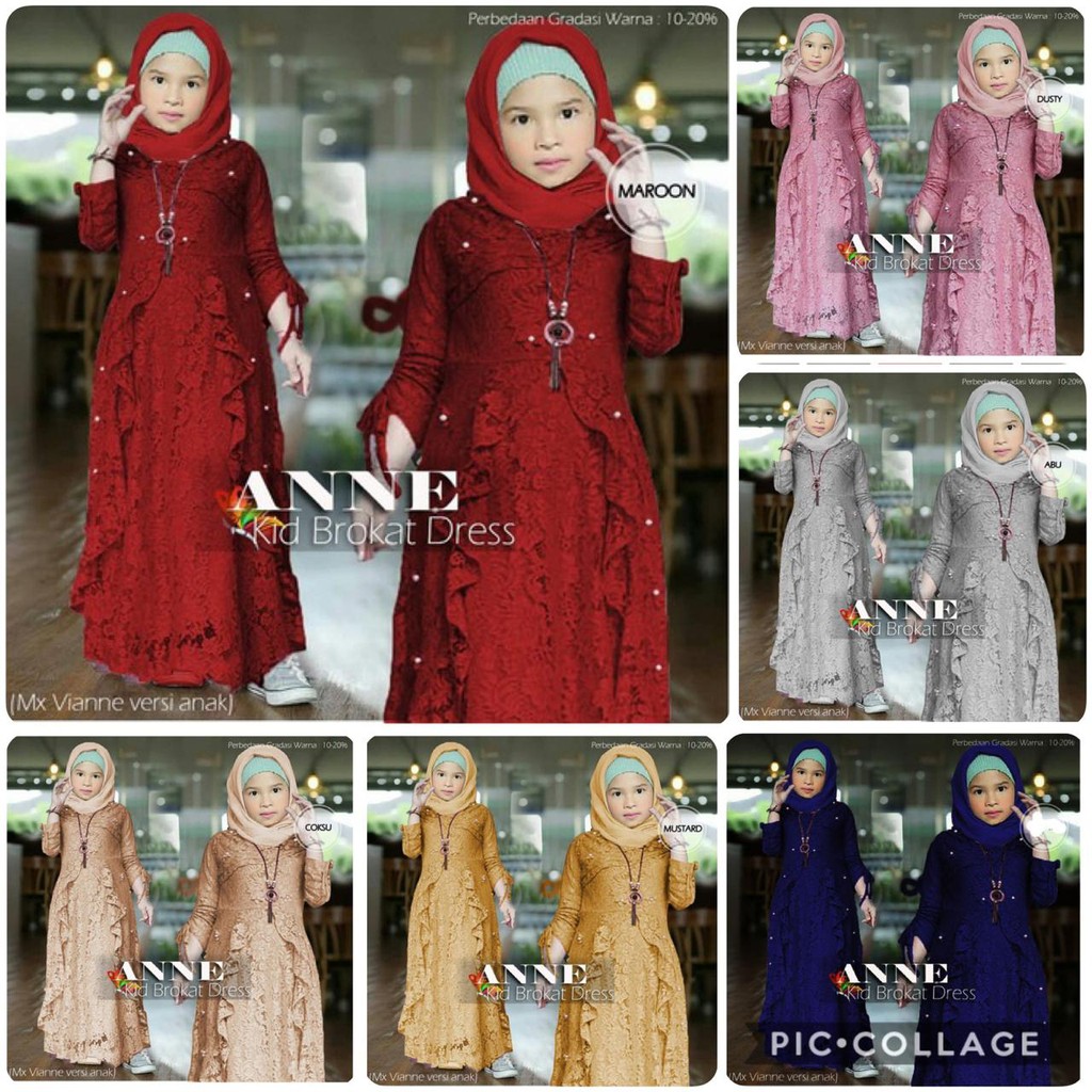 GAMIS ANNE ANAK VIANNE MAXI KIDS BRUKAT CORNELI TULANG TIMBUL GLITTER | FASHION MUSLIM BROKAT