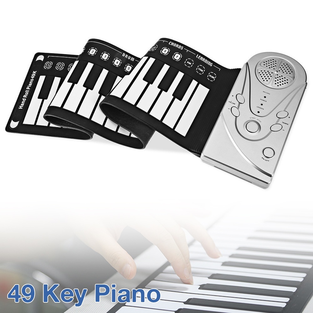 Mainan Piano / Keyboard Elektrik 49 Kunci Flexible Portable Bahan Silikon 2 Warna Untuk Anak