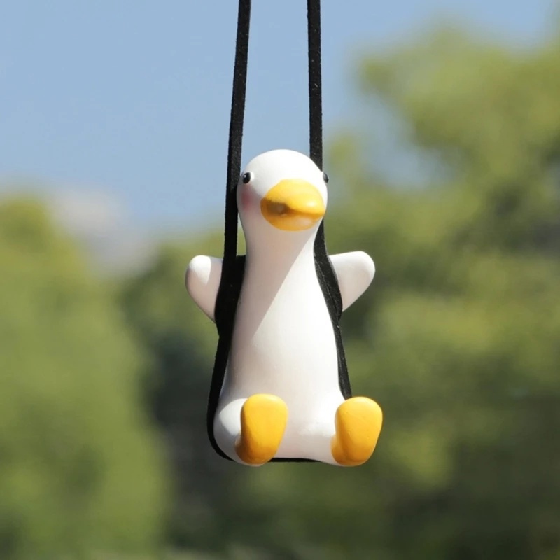 [1 Pcs Car Swing Duck Pendant][Cute Anime Car Accessorie with Hanging Rope]