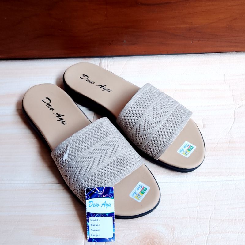 sandal slop rajut import, sandal wanita terbaru, sandal wanita trendy