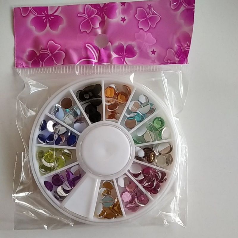 Manik-manik 12 warna diameter 5mm/Hiasan Nail Arts/Berlian Imitasi/DIY