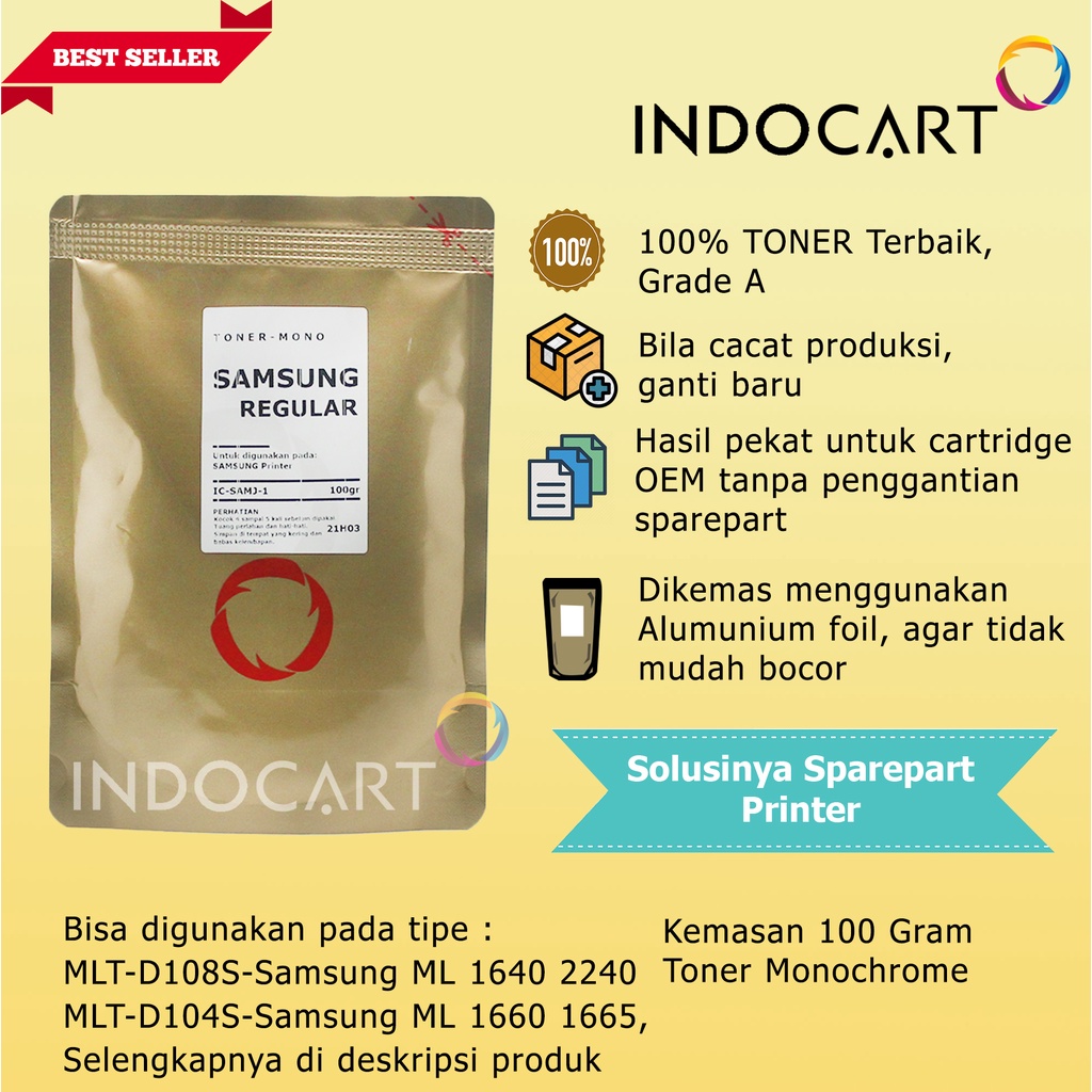 Serbuk Toner Samsung Regular-MLT-D108 D104 D105 D205-ML 1640-100gr