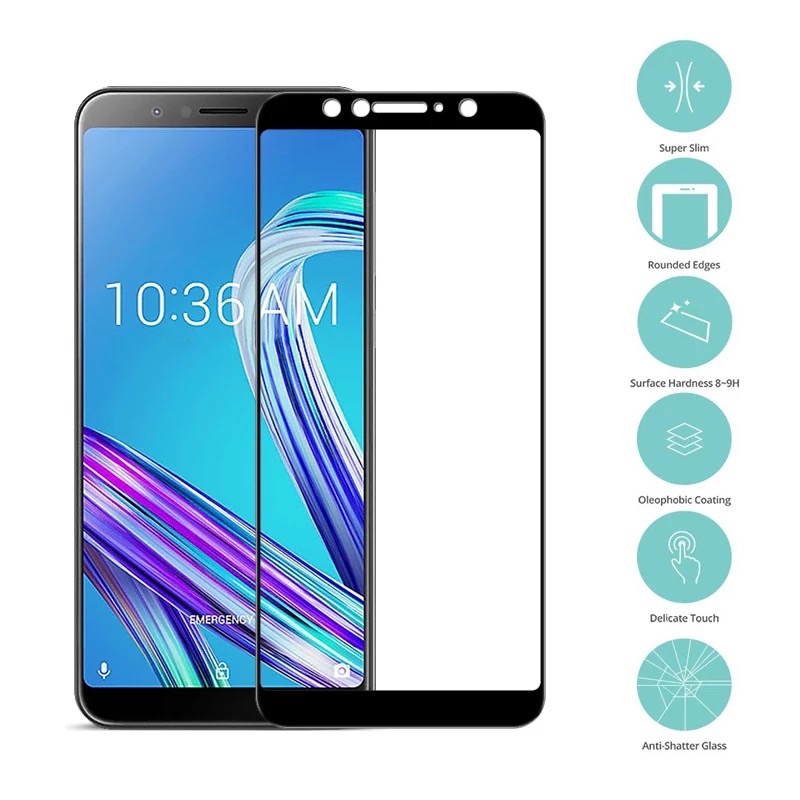 TEMPERED GLASS 9D FULL COVER ASUS ZENFONE MAX PRO M1 M2 LIVE L1 L2 5Z 5 2018 ROG PHONE ANTI GORES KACA FULL LEM