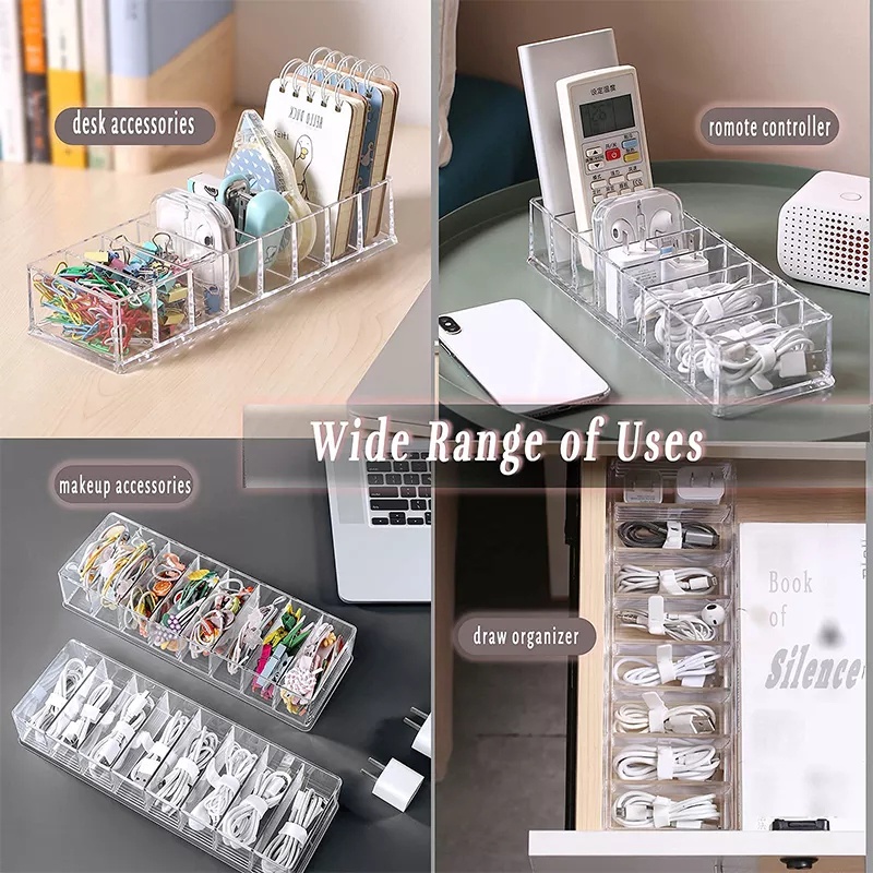 Kotak Penyimpanan Kabel 8 Sekat USB Tanpa Tutup Kotak Mini Stationery- Box Mini Perhiasan anting