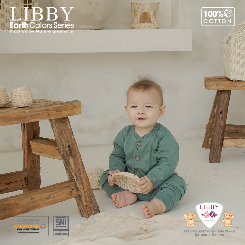 [1 Set] Baju Bayi Libby Earth Comfy Set Panjang