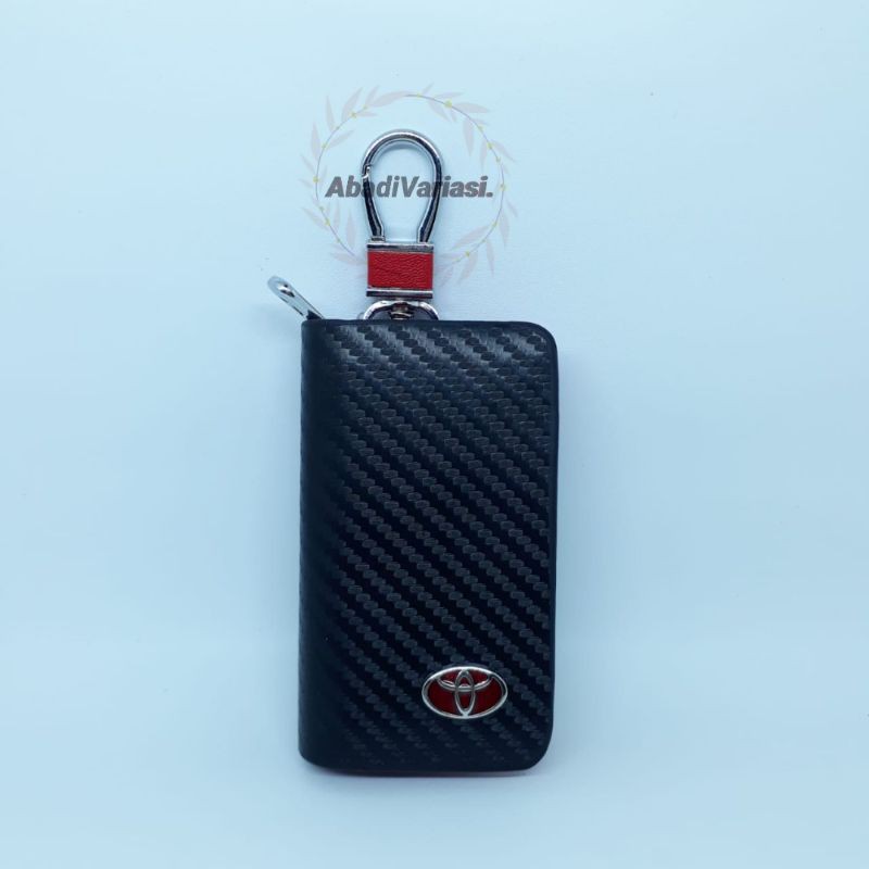 Dompet STNK Toyota Carbon Hitam Merah