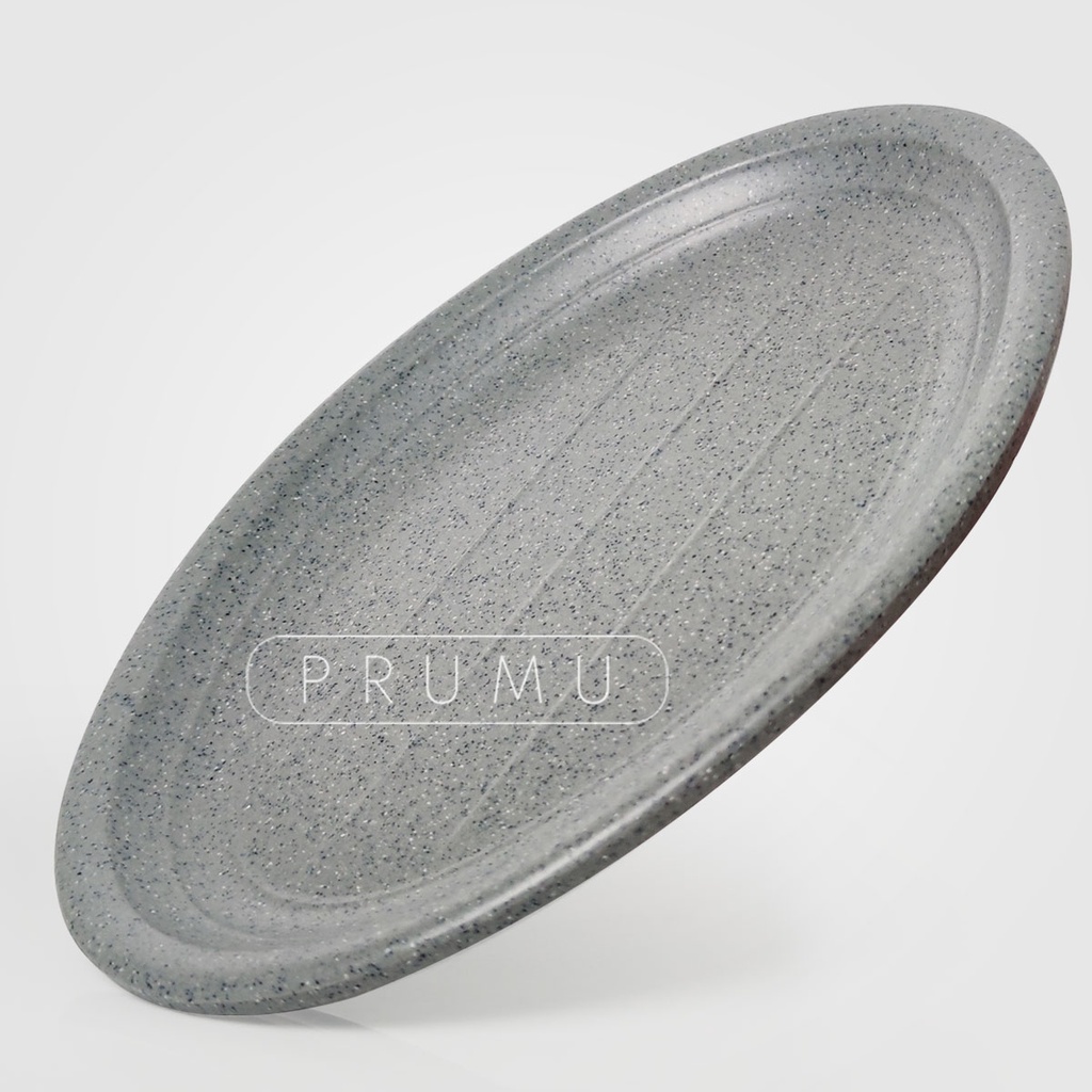 PRUMU Melamine Stone Piring Oval 12 inch - Piring Saji Besar - Piring Cafe - Piring Restoran - Piring Hotel - Golden Dragon P6412A