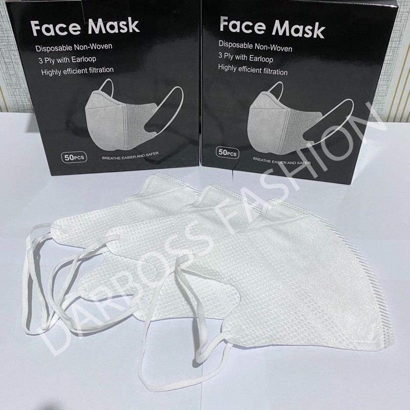 Masker C-Care DUCKBILL garis isi 10 / Masker Gaya Korea Earloop / Disposable Face Mask