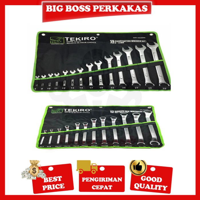 Tekiro Paket Kunci Ring Pas 14 Pcs 8-32 Dan Kunci Ring Set 12 Pcs 6-32 #98