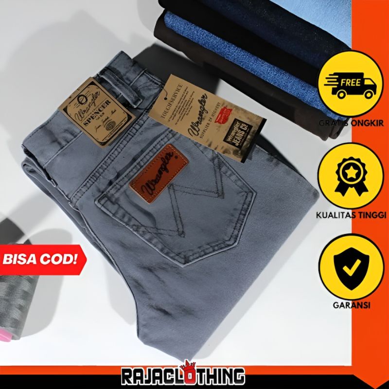 RCL - Celana Jeans Model Standar Regular Wrangl3r Pria - Abu Abu (28-38)