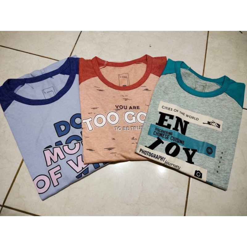 t zone kaos raglan wanita / kaos 7/8 wanita