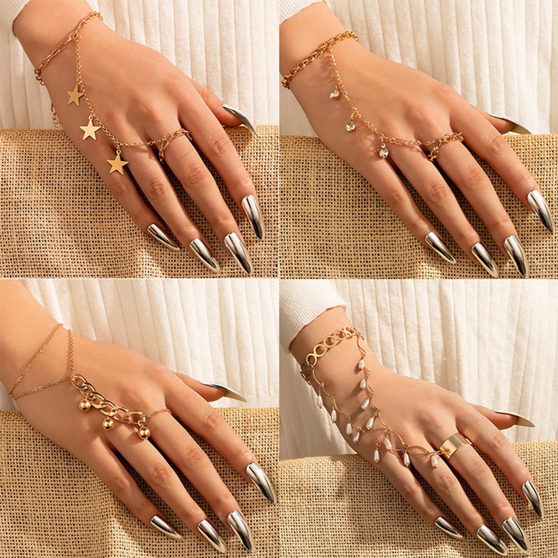 Set Gelang Tangan Rantai Warna Silver Desain Geometri Gaya Punk Untuk Pria Dan Wanita