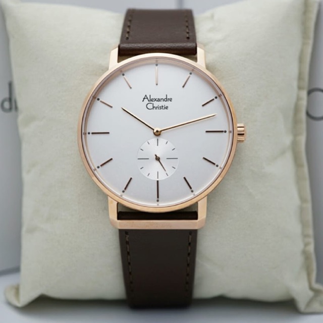 Jam Tangan Pria/Cowok Alexandre Christie AC 8572 Rosegold Coklat.Original Garansi Resmi 1 Tahun